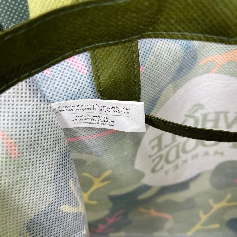 Whole Foods Market Mini Tote Reusable Shopping Bag — Green Garden Leaf Print NEW - Picture 14 of 16